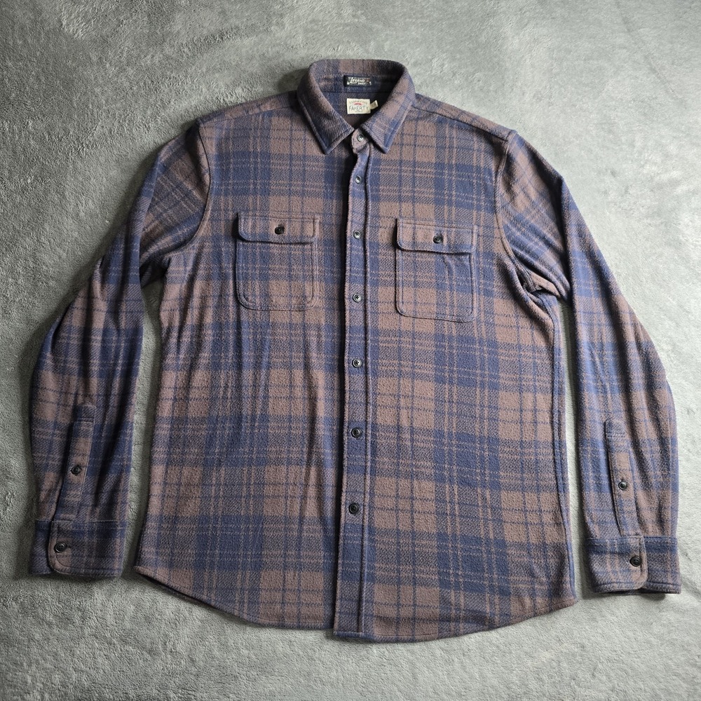 Faherty Legend Shirt Mens Large Blue Mountain Plaid Button Up Sweater Flannel